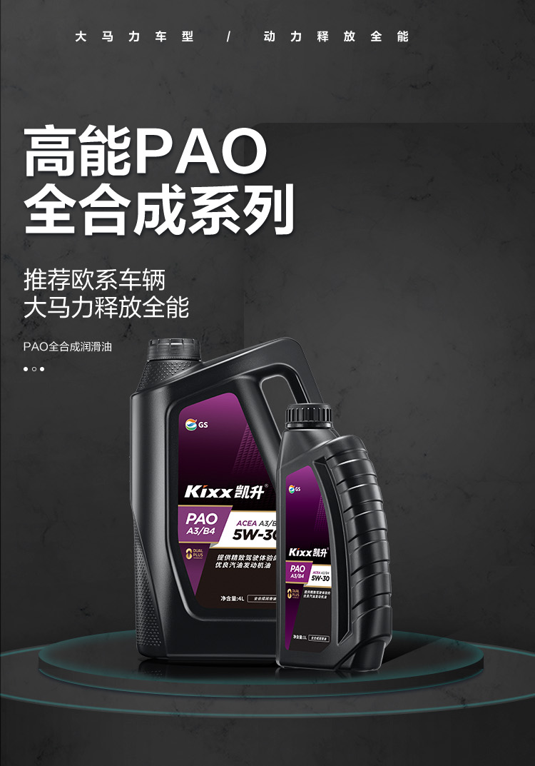 GS (Kixx) 凱升PAO全合成機油 5W-30 A3B4級 黑凱系列 1L-第1張圖片-鄭州市冠恒貿(mào)易有限公司【官方網(wǎng)站】-車用潤滑油服務專家